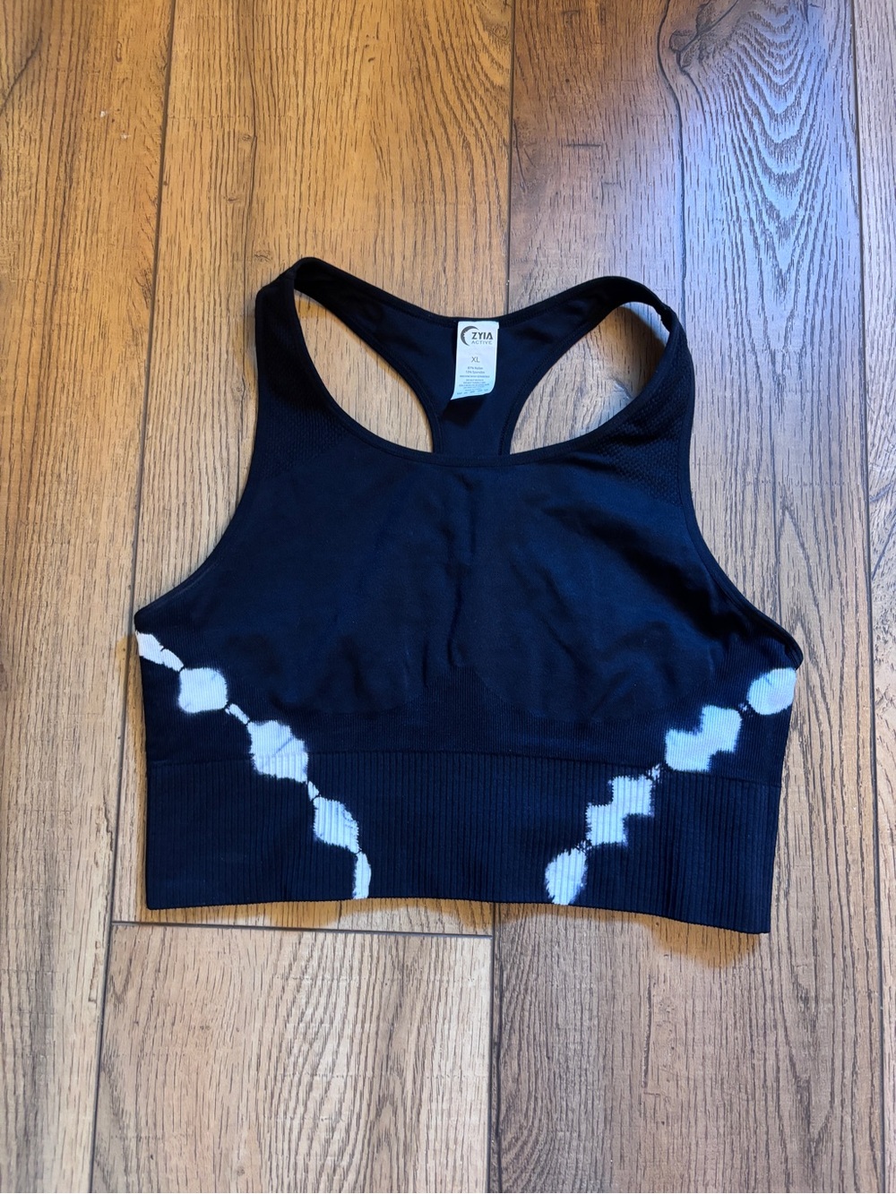 Seamless Racerback Sports Bra - Black with White Accents